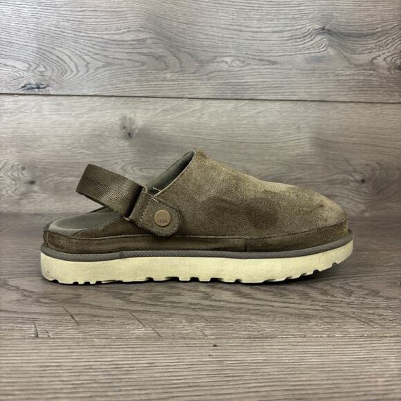 UGG Goldenstar Clog Slippers Women's 10 Brown Hickory Suede Platform Sandals - Picture 7 of 16